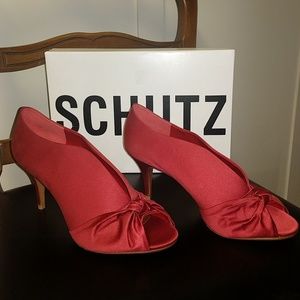 Red Satin Heels